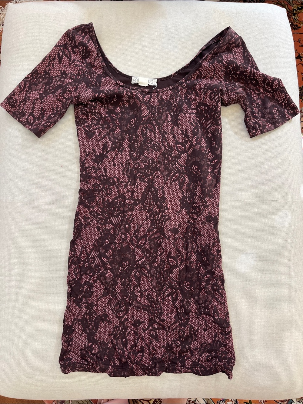 Forever 21 Burgundy Lace-Overlay Scoop Mini Dress